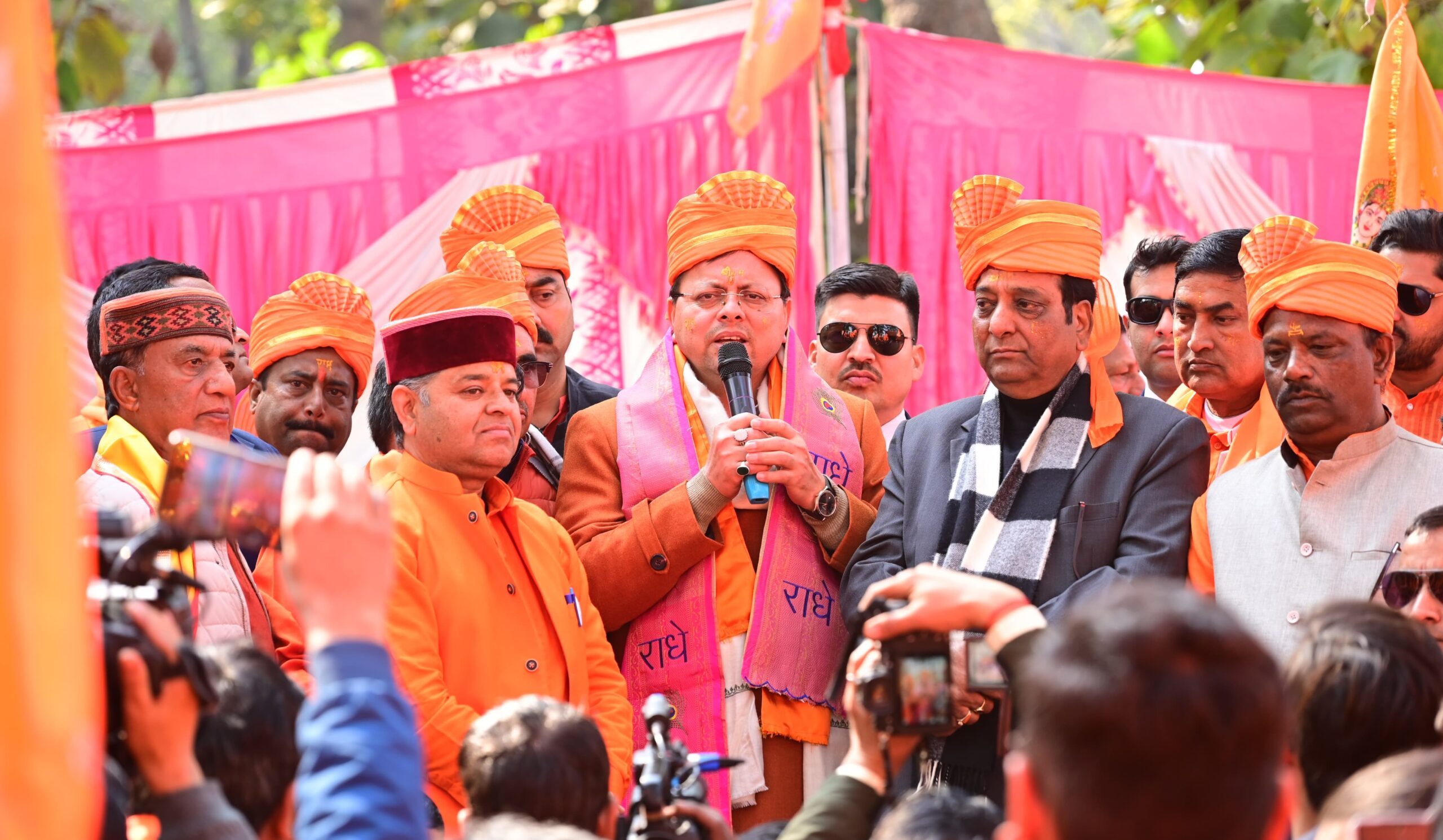 Bhavya shobha yatra shri ram mandir pran pratishtha cm pushkar dhami